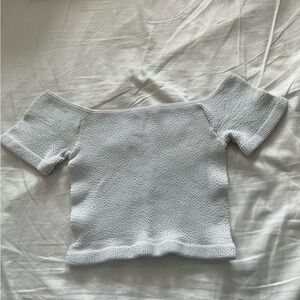 Forever 21 White Ribbed Off the Shoulder Top